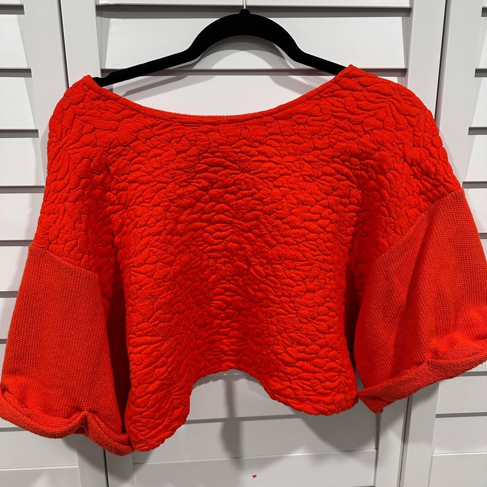 Orange baggy crop sweater top
